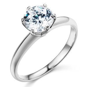 14k Knife-Edge 6-Prong 1-CT Round-Cut CZ Ring